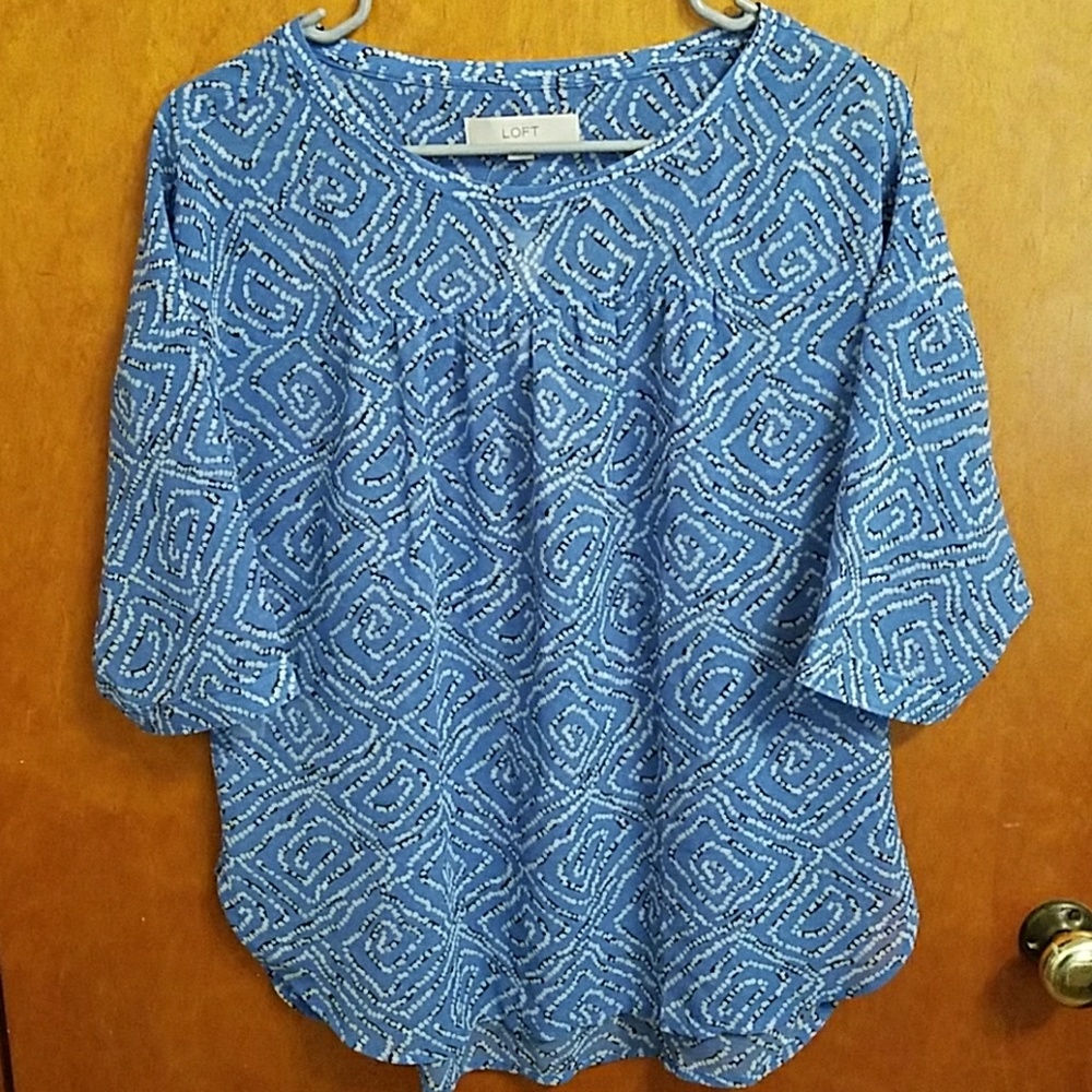 LOFT Abstract Shirred Blouse - Sz. XS